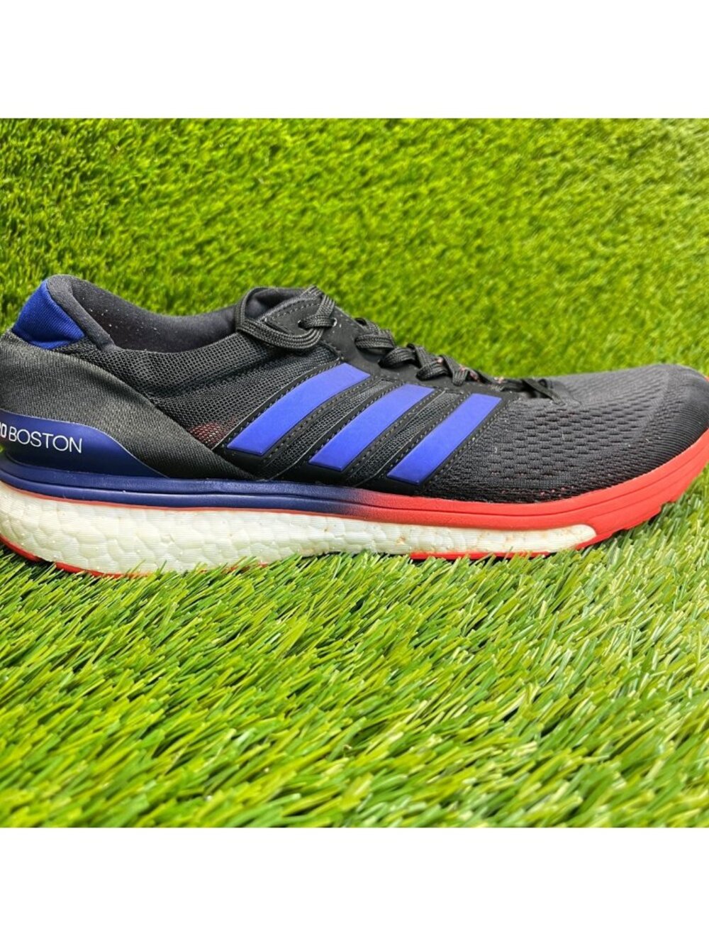 Adidas Adizero Boston 6 Mens Size 10 Black Blue Athletic‎ Running Shoes Sneakers